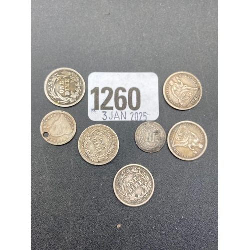 1260 - USA early silver Dimes 1875 1888 etc