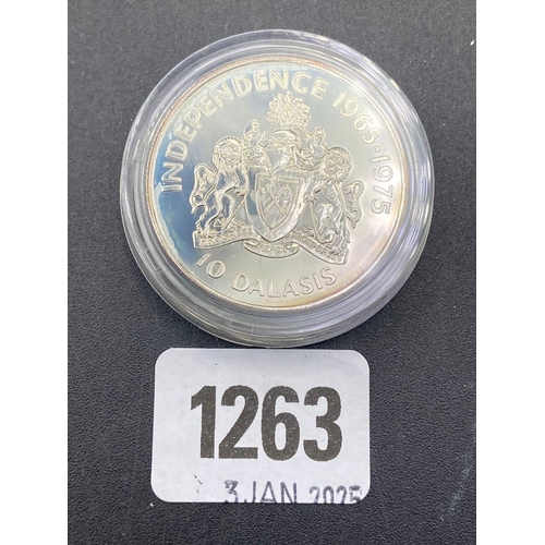 1263 - Gambia proof silver crown 1975