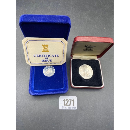 1271 - IOM proof �1 coin + proof 50p