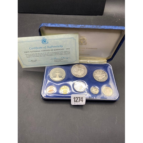 1274 - Barbados  proof set 1973