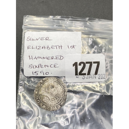 1277 - Elizabeth I hammered sic pence 1590