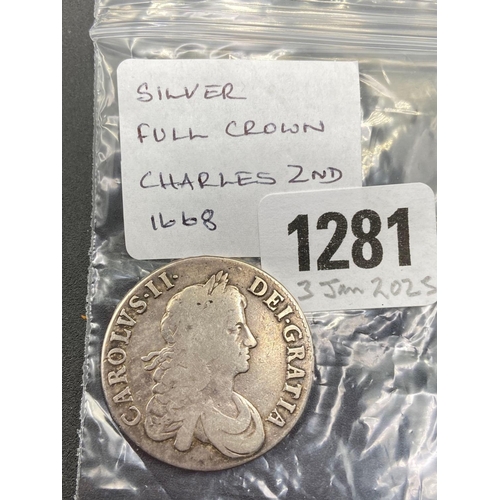 1281 - Charles II silver crown 1668