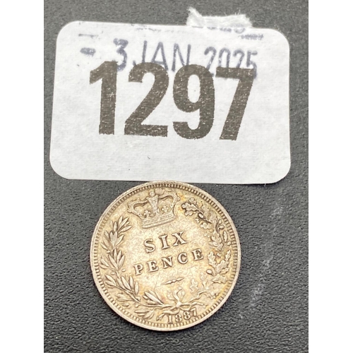 1297 - YH sixpence 1887