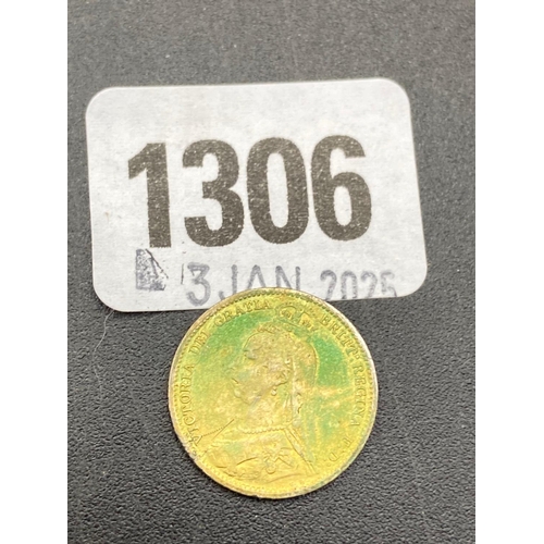 1306 - Enamel six pence 1887