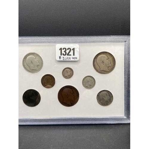 1321 - Cased set of Edwardian Coins inc Silver