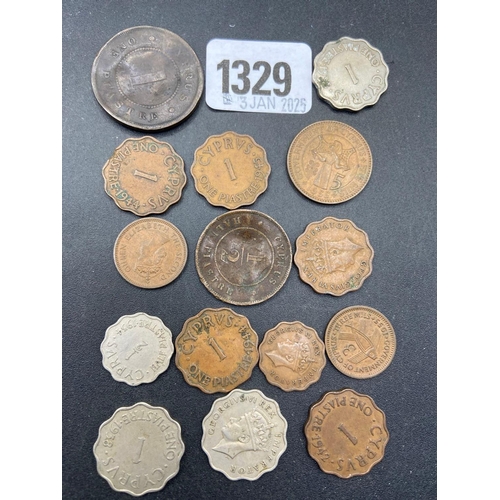 1329 - Cyprus 1/2 Piaster 1879 Piaster 1886 plus other Coins