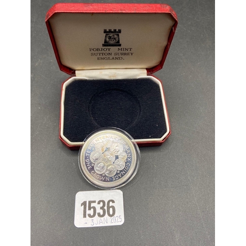 1536 - Boxed .925 silver proof silver Isle of Man crown coin 1979