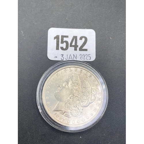 1542 - USA silver Morgan dollar coin 1887 high grade