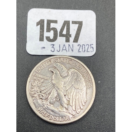 1547 - Silver USA American Walking Liberty 1942 half dollar coin good grade