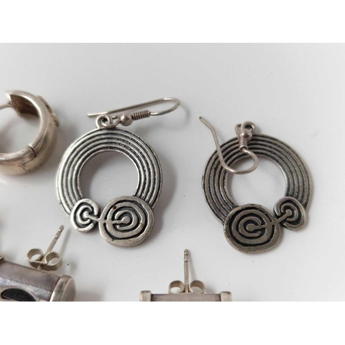 160 - Three pairs of designer silver earrings