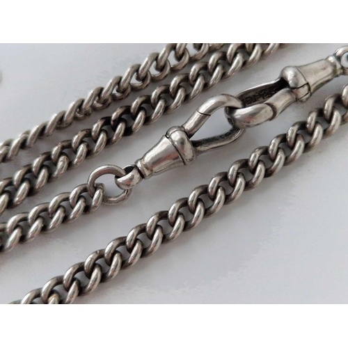 176 - A silver double curb link albert chain not T bar 1912 14 inch