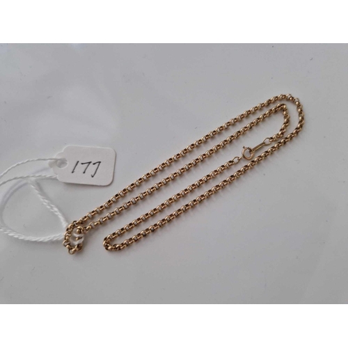 177 - A belcher link neck chain 9ct 15 inch