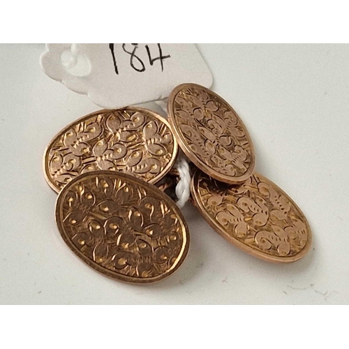 184 - A pair of fan shaped cufflinks 9ct 6.8 gms