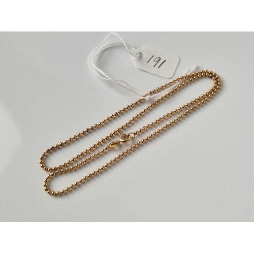 191 - A ball link neck chain 9ct 15 inch 5.1 gms