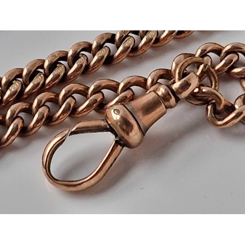 218 - A ANTIQUE DOUBLE ALBERT WATCH CHAIN 9CT 16 INCH 31.2 GMS