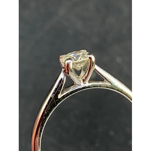 250 - A good white diamond solitaire ring Size M 9ct