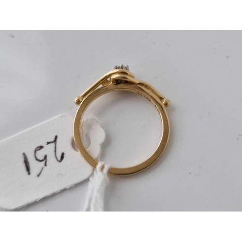 251 - A modernistic diamond solitaire ring 18ct gold size L 2.5 gms