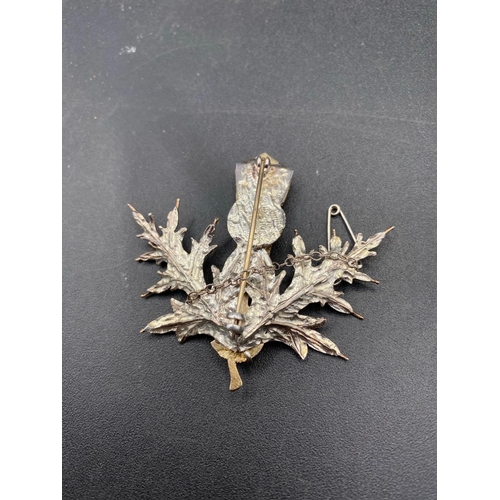 269 - Large finely crafted silver & gold thistle brooch set with amethyst from Compton & Woodhouse 11.6g