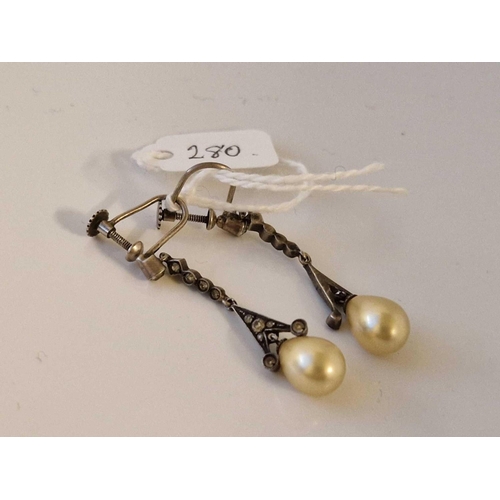 280 - A Pair Of Silver And Paste Drop Earrings