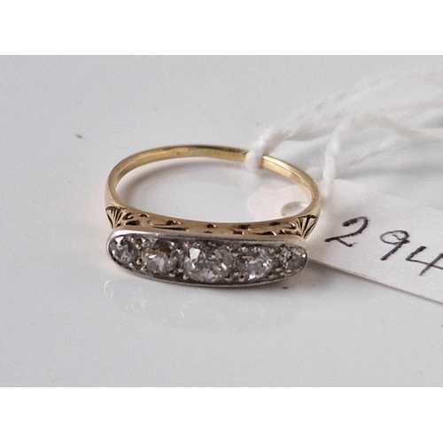 294 - A five stone diamond ring 18ct gold size P 2.6 gms