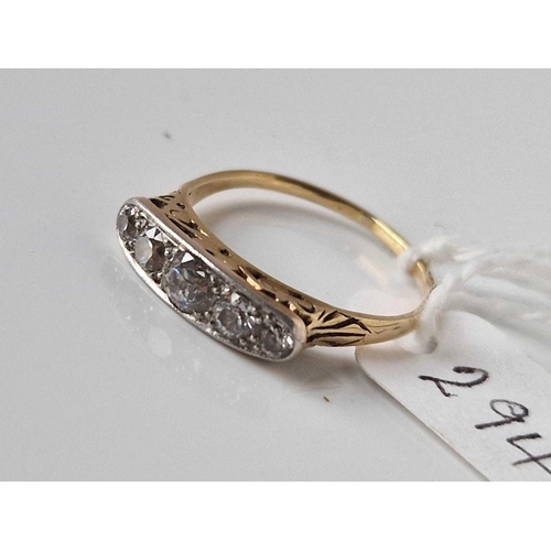 294 - A five stone diamond ring 18ct gold size P 2.6 gms