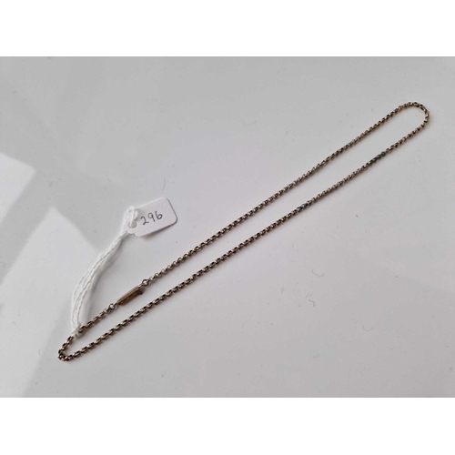 296 - A gold belcher link neck chain with cylinder clasp 16 inch 3.4 gms