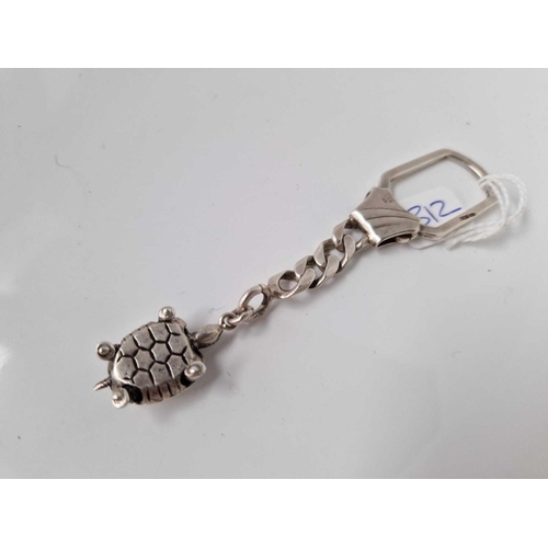 312 - A hallmarked silver tortoise key ring