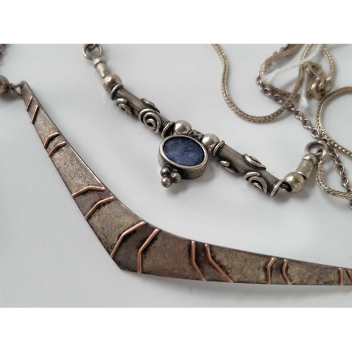 314 - Two modernistic silver necklaces