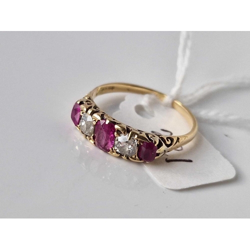 321 - A RUBY AND DIAMOND RING 18CT GOLD SIZE O 2.9 GMS