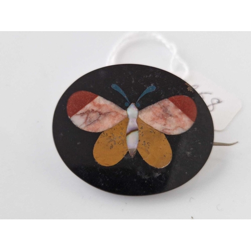 358 - A Victorian pietra dura butterfly brooch