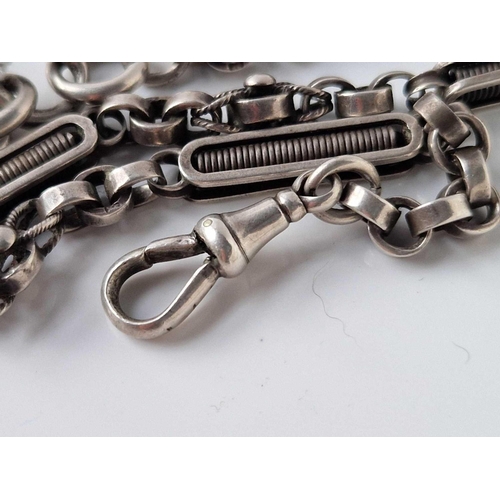 363 - A antique fancy silver albert chain 14 inch