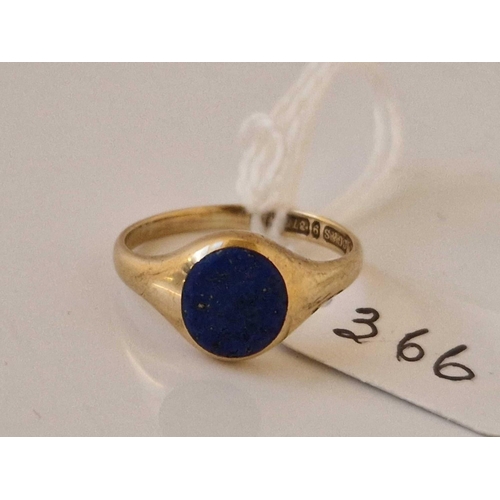 366 - A lapis signet ring 9ct size O 2.6 gms