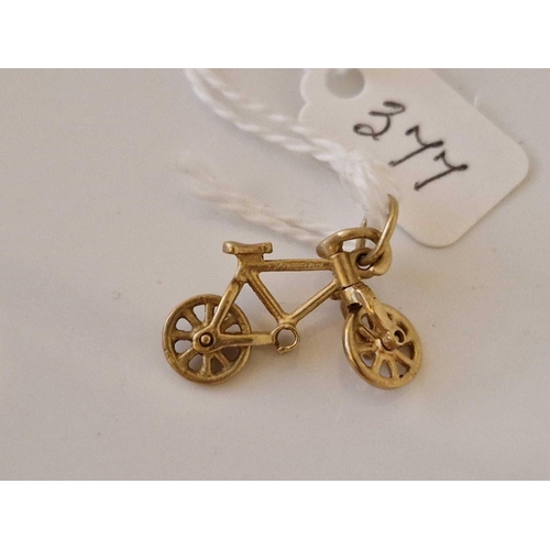 377 - A articulated bicycle charm 9ct 2.1 gms