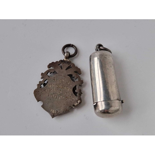 400 - A silver case and watch fob medallion 19 gms