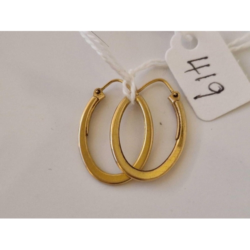 419 - A pair of hoop earrings 9ct 1.8 gms