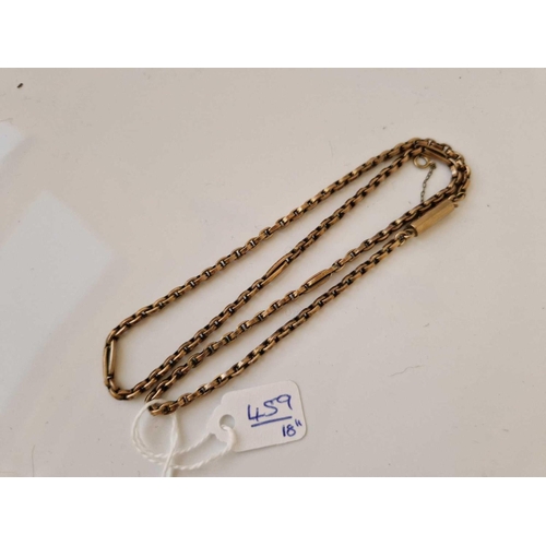 459 - A FANCY CHAIN WITH CYLINDER CLASP 9CT 18 INCH 11.3 GMS