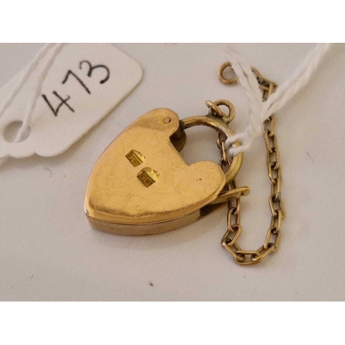 473 - A large antique padlock clasp 9ct 3.7 gms