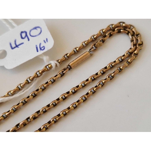 490 - A belcher link neck chain with cylinder clasp 9ct 16 inch