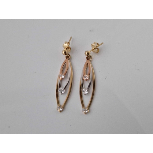 503 - A pair of multi stone drop earrings 9ct 2.1 gms