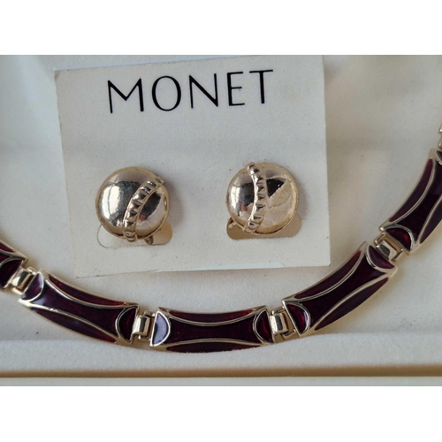 508 - A MONET gold tone necklace and earrings set boxed