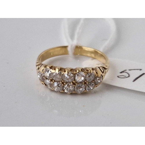 51 - A VICTORIAN TWO ROW DIAMOND RING 18CT GOLD SIZE M 3.8 GMS BOXED