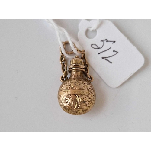 512 - A rare Victorian scent bottle opening charm 9ct Birmingham 1894