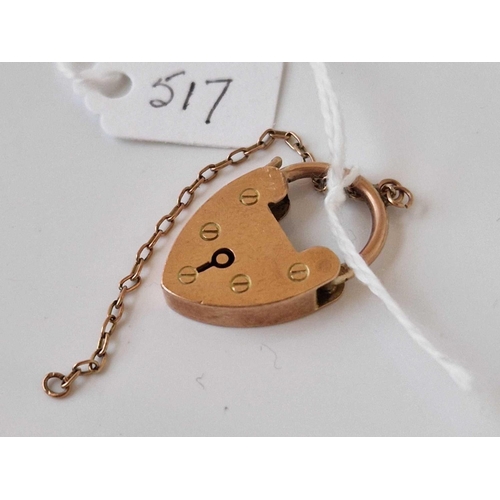 517 - A large antique rose gold padlock clasp 9ct 3.6 gms