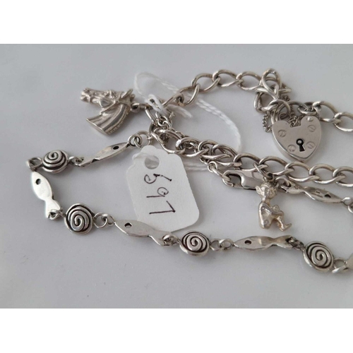 597 - Two silver bracelets 20 gms