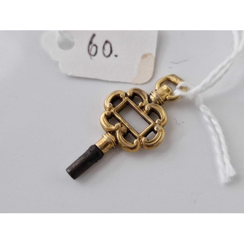 60 - A Victorian high carat gold watch key