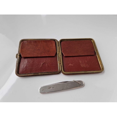 601 - A leather purse wallet together with a silver penknife