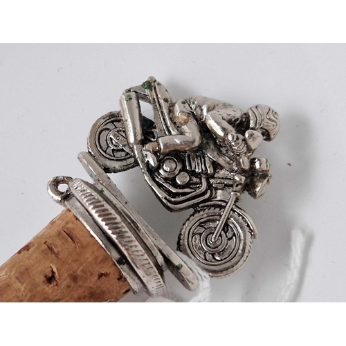 607 - A wide metal motorbike bottle stopper