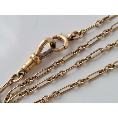 631 - A LONG AND SHORT LINK WATCH CHAIN 15CT GOLD 13 INCH 7.1 GMS