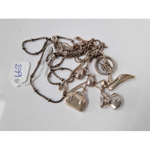 663 - Three silver charm necklaces