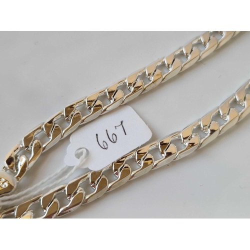 667 - A silver curb link chain 22 inch 53 gms